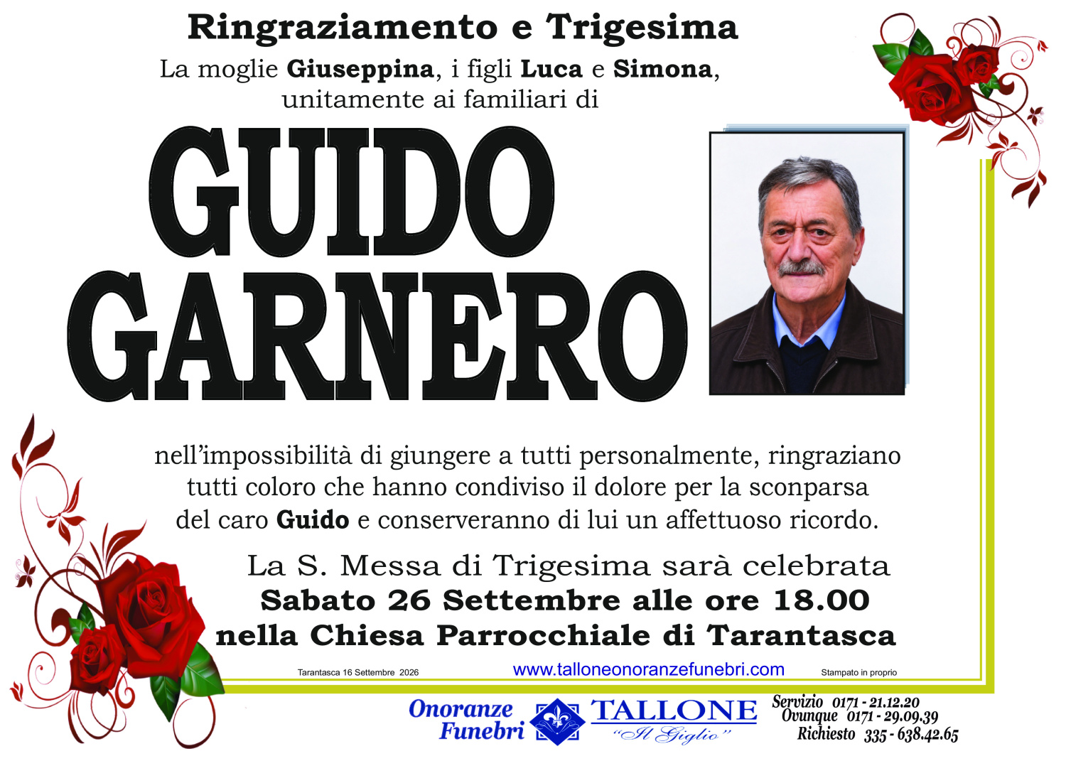<br />
<b>Warning</b>:  Undefined variable $info in <b>/home/tallone/public_html/ringraziamenti.php</b> on line <b>68</b><br />
Guido Garnero